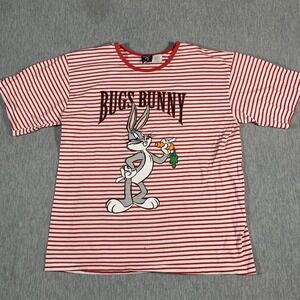 Vintage Bugs Bunny Shirt Mens Small Medium Red Stripe Warner Bros Made USA 90s